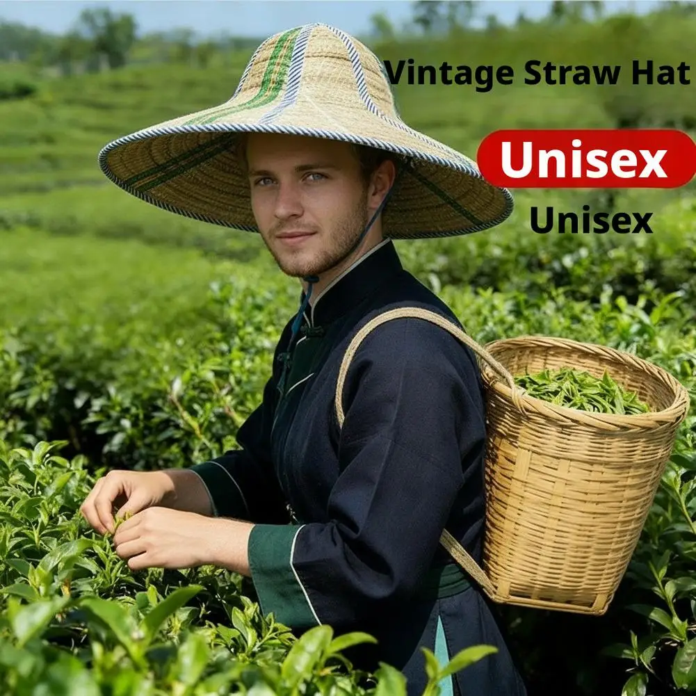 Chinese Retro Bamboo Rattan Fisherman Hat, Handmade Weave Straw, Tourism Rain Dance Props, Cone Fishing Sunshade