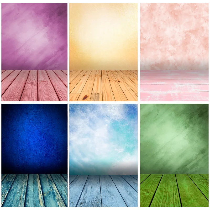 

Old Vintage Gradient Solid Color Photography Backdrops Props Brick Wall Wooden Floor Baby Portrait Photo Backgrounds 210125MB-07