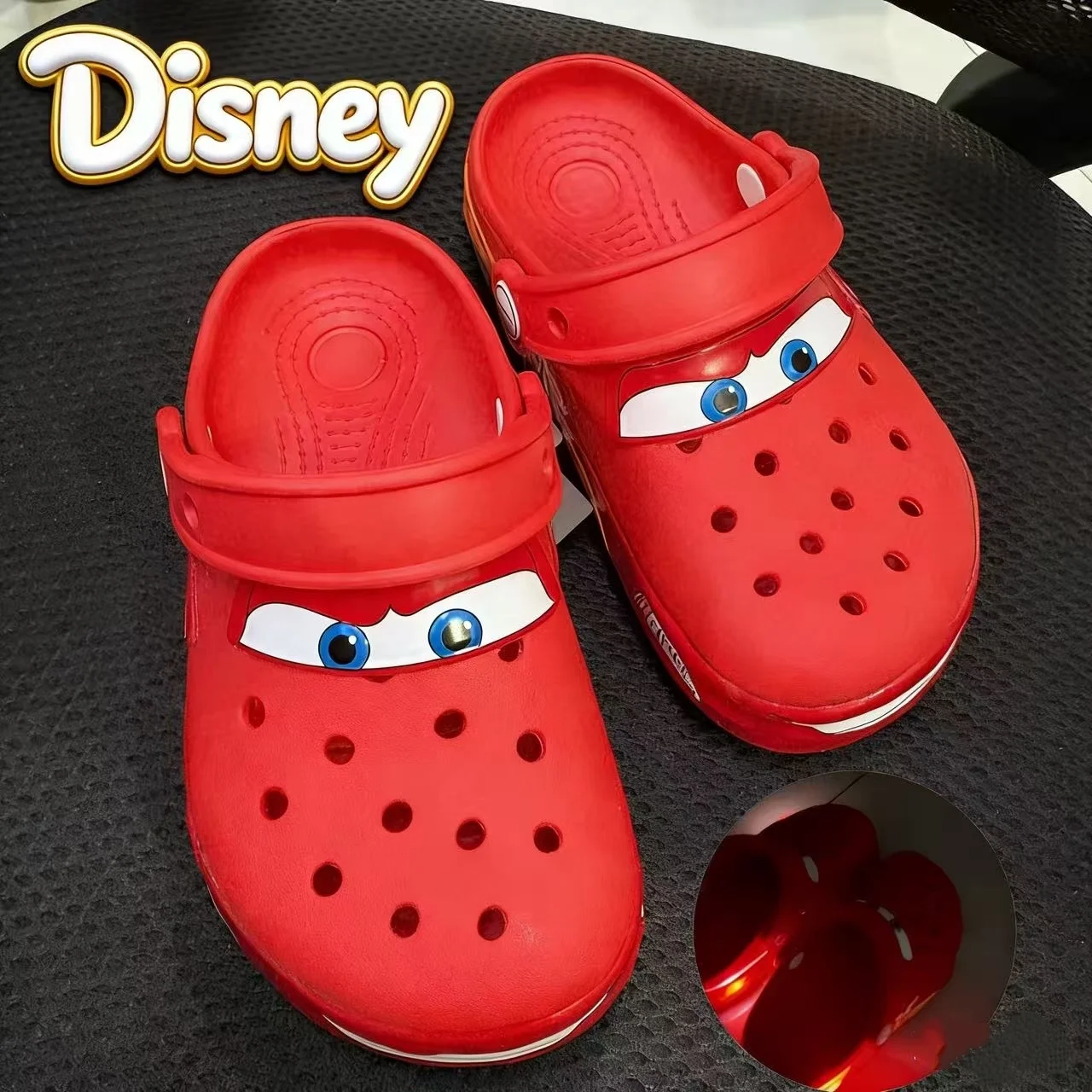 Disney Pixar Lightninged Mcqueens Cartoon Solid Waterproof Slippers Fit Children Outdoor Sandals Breathable EVA Shoes Xmas Gift