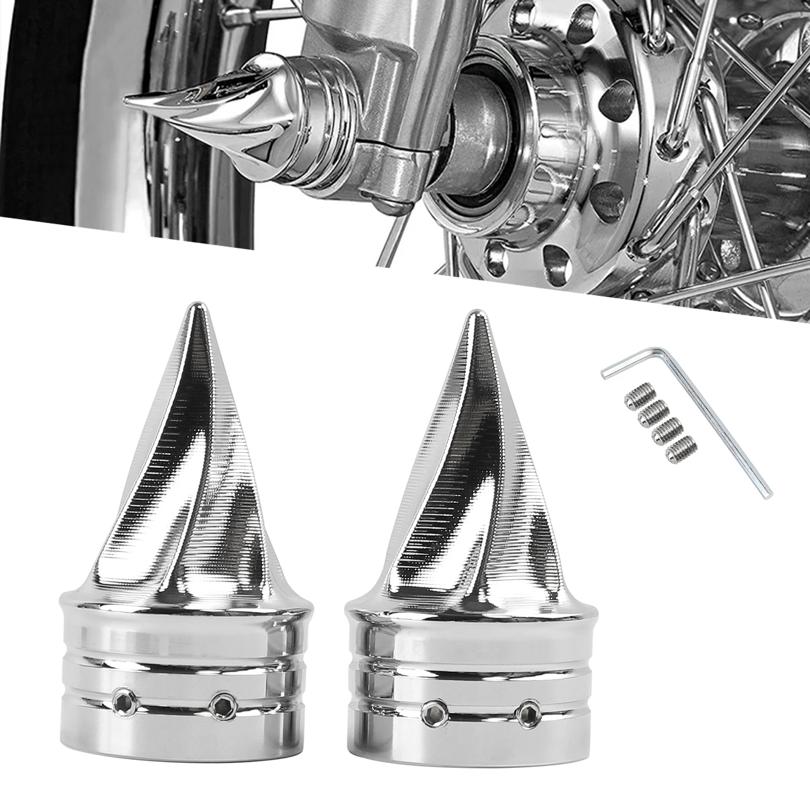 Motorcycle Chrome Front Axle Cap Nut Covers Twisted Caps For Harley Sportster Touring Road King FLHX Dyna Softail Fat Boy 08-23