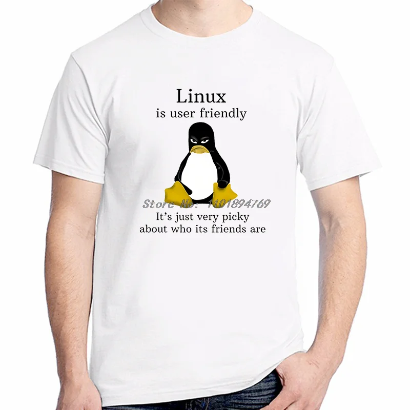 Linux Operating System Tux Penguin Summer Cotton T-Shirt User Friendly Just Picky Distinctive Graphic T Shirts Mens Clothes