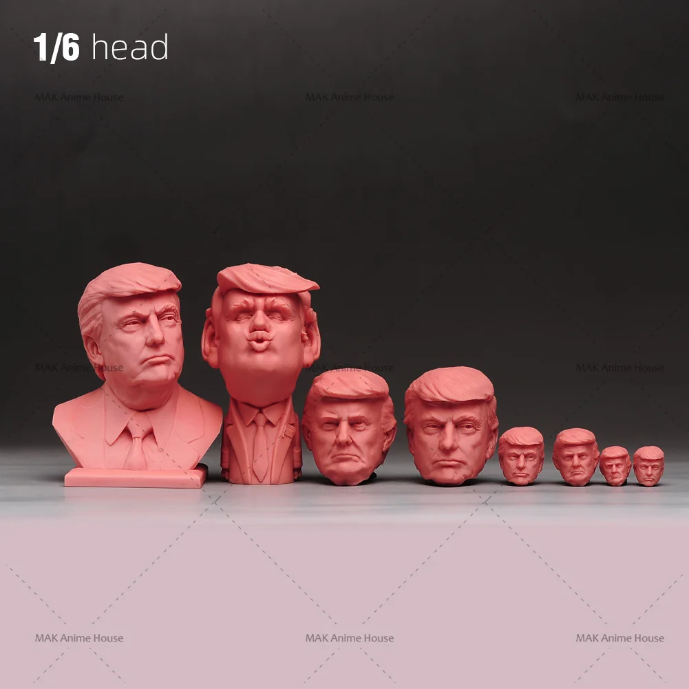 

Unpainted US President Donald Head Sculpt 1/6 1/12 1/18 Scale Carved No Neck For Male Soldier Action Figure Body Dolls