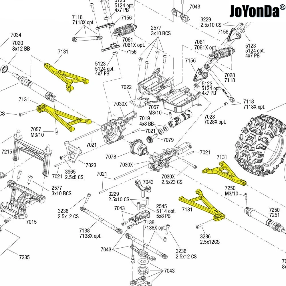 Aluminum #7131 Front #7132 Rear Suspension Arm Set for RC Traxxas 1/16 E-Revo® E-Revo® VXL Summit™