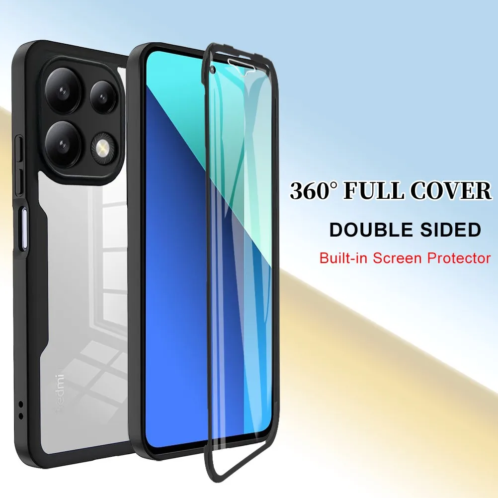 360° Full Cover Protective Case For Xiaomi Redmi Note 13 12 10 11 Pro Double Sided Soft Case For Redmi Note 13 Pro Plus 5G 4G