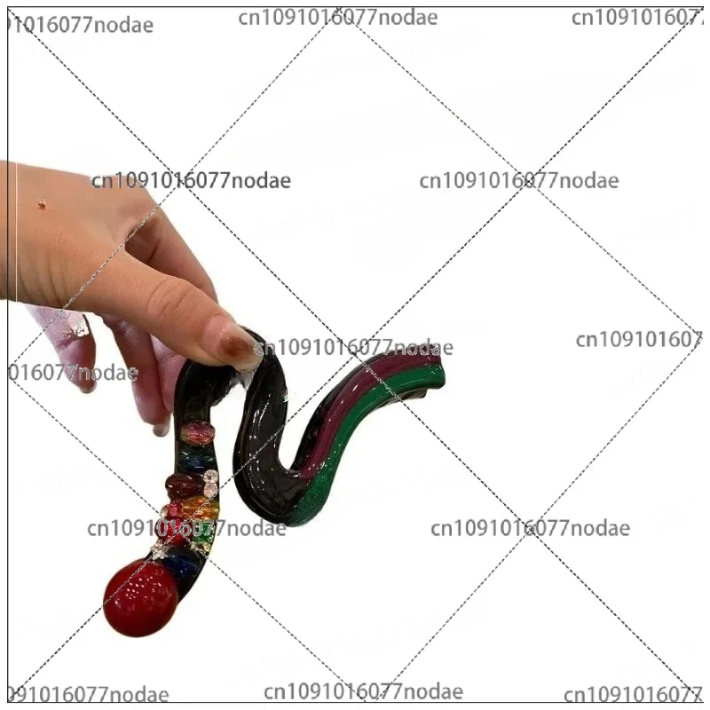 High Quality~ Light Luxury Flash Diamond Contrasting Color Dripping Oil Wave Big Hair Grab Hair Accessories Shark Clip
