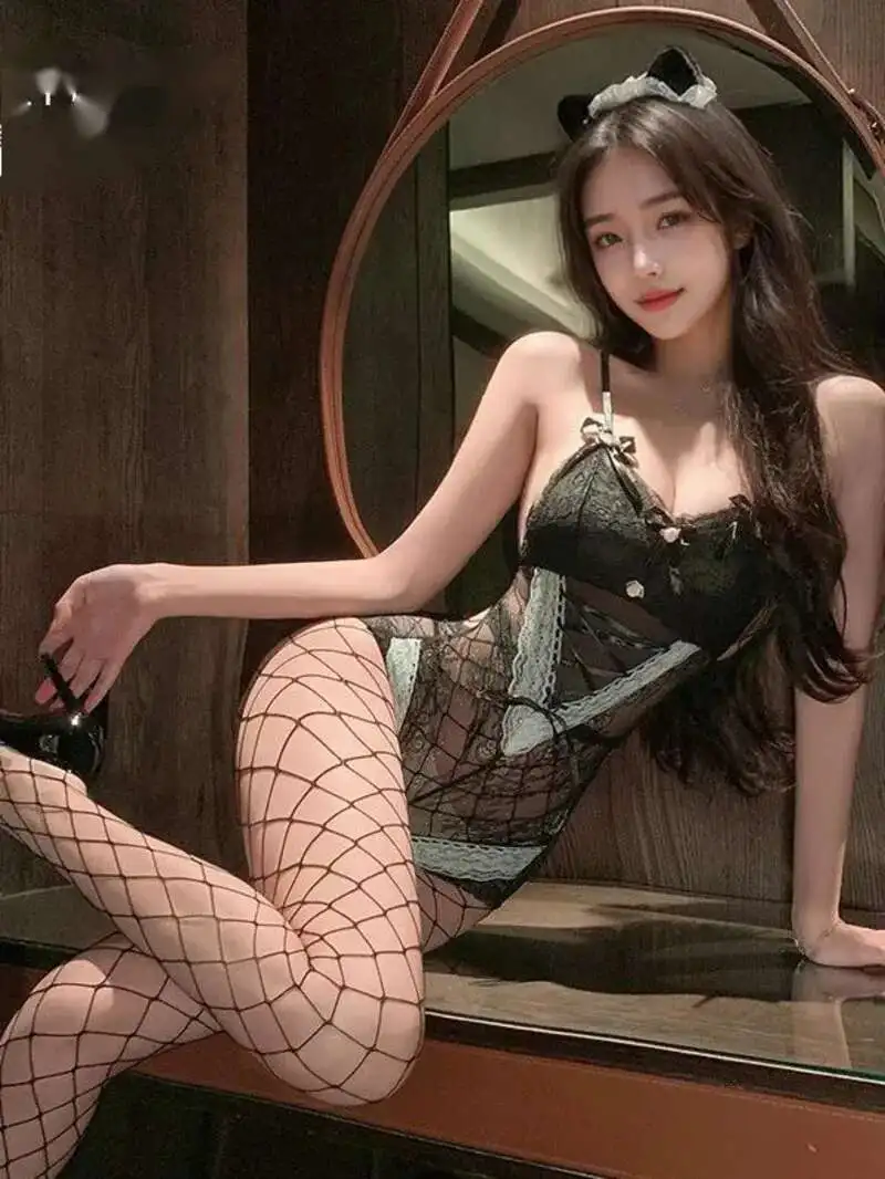 

Sweet And Butterfly Spicy Lace Concealed Open End Jumpsuit Set Sexy Underwear Sexy Pure Desire No Detachment Bodysuits VM8I