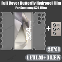 2IN1 Full Cover Butterfly Hydrogel Film For Samsung Galaxy S24 S23 S22 S21 S20 Ultra Plus FE S10 S9 S8 Plus Screen Protector