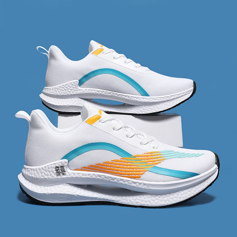 Men Light Sweat Wicking Flat Sneakers Plain Tone Soft Wrap Collar Shock Resistant Breath Mesh Surface Footwear