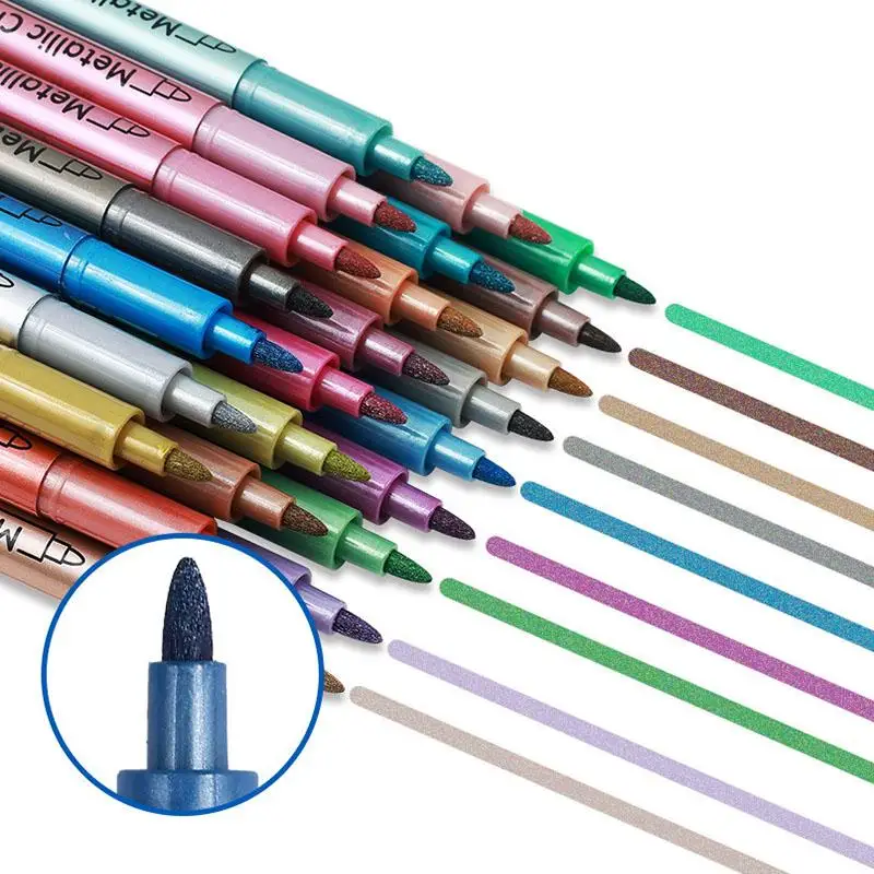 12-36pcs Metallic Color Craft Pens – Water-Based Low Odor Markers for Signature, Greeting Cards, Albums, Gold/Silver Colors