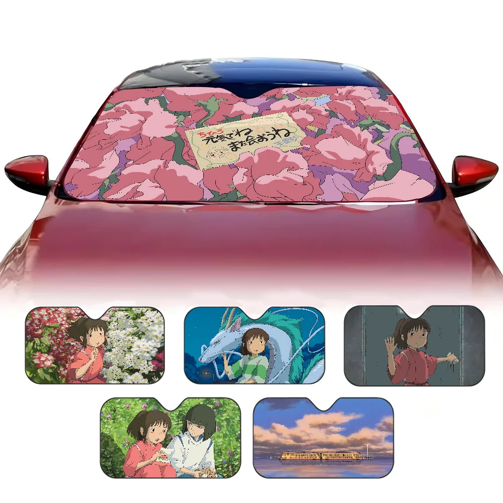 S-Spirited Away موضة لطيف الصيف مظلة السيارات الزجاج الأمامي ظلة Sunblock العزل الحراري مظلة من الشمس