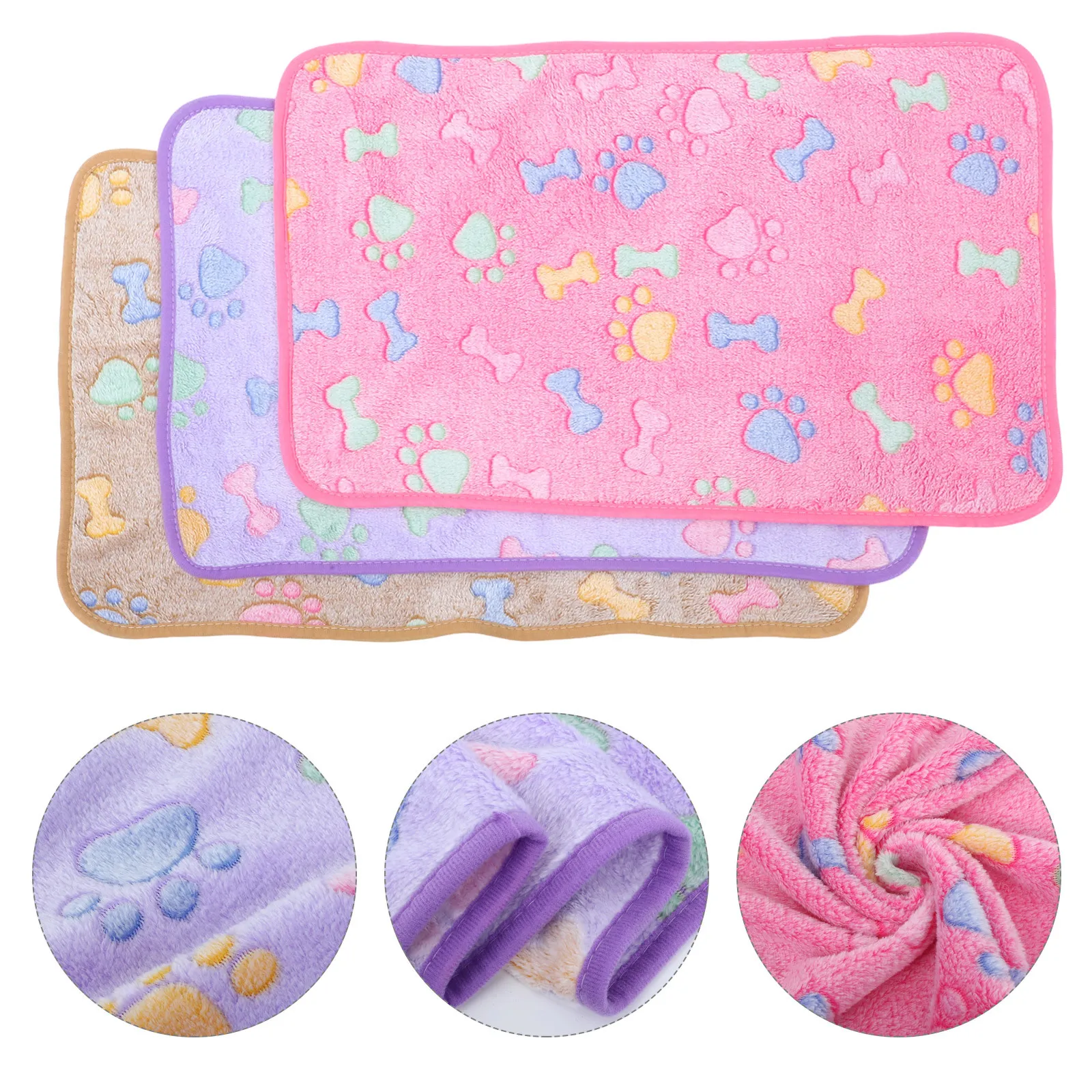 

3Pcs Warm Dog Blanket Washable Soft Pet Blanket Fleece Sleep Mat for Cats Dogs Car Bed Puppy Kitten Accessories
