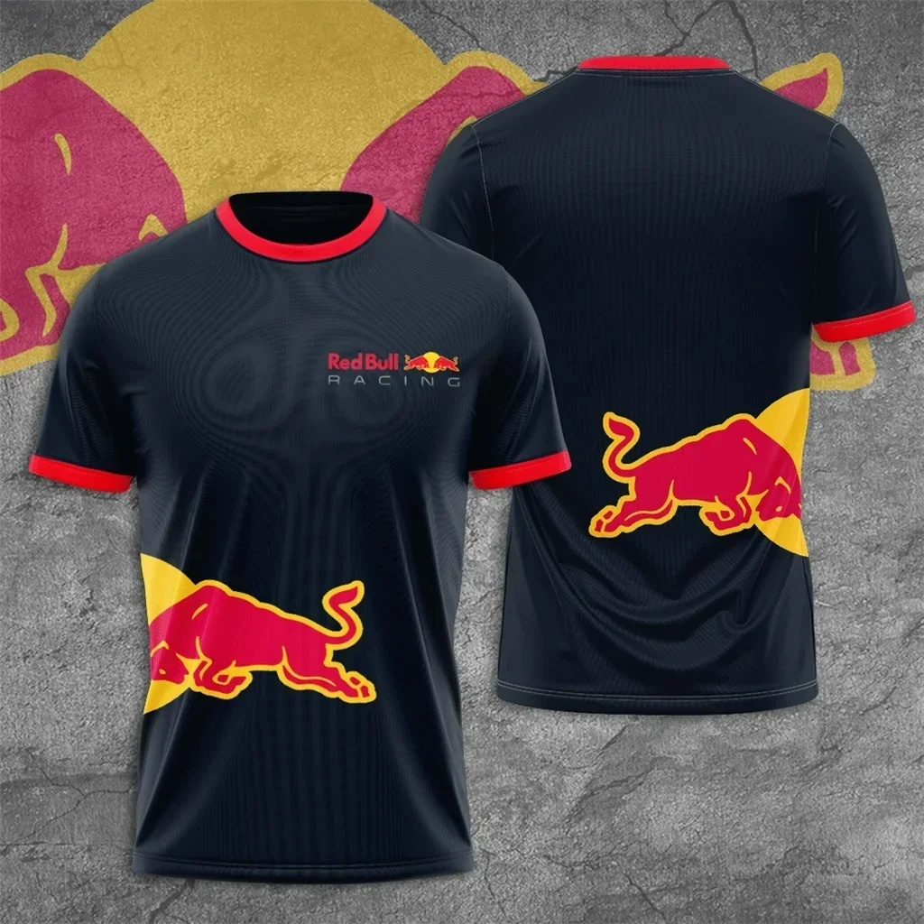 2025 ファッションカジュアルメンズルーズ Tシャツトップスレッドブルオートバイ夏の新トップスアウトドアスポーツレーシングサイクリングジャージ