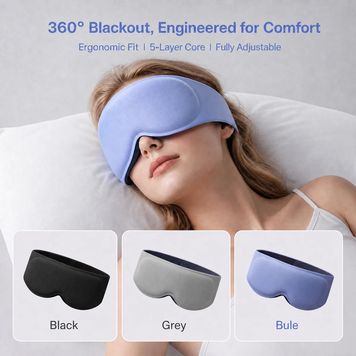 Masque oculaire 3D lesté, masque oculaire 3D respirant, doux et confortable pour dormir, bloque la lumière, la microgravité soulage la fatigue oculaire