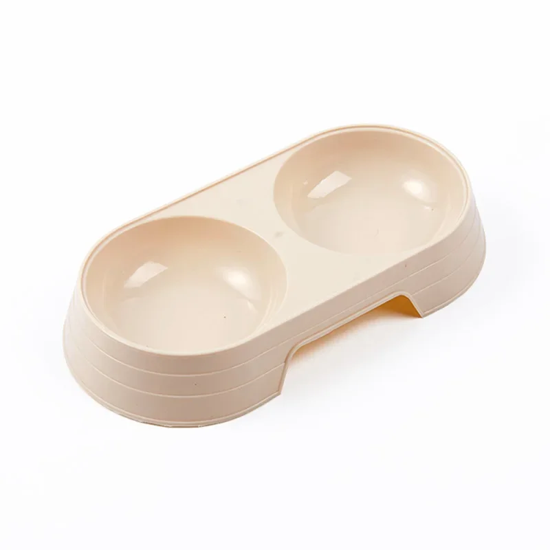 Dogs and Cats Feeding Double Bowl Macarons Plastic Feeding Bowl Double Bowl Pet Bowl Drinking Water Feeding