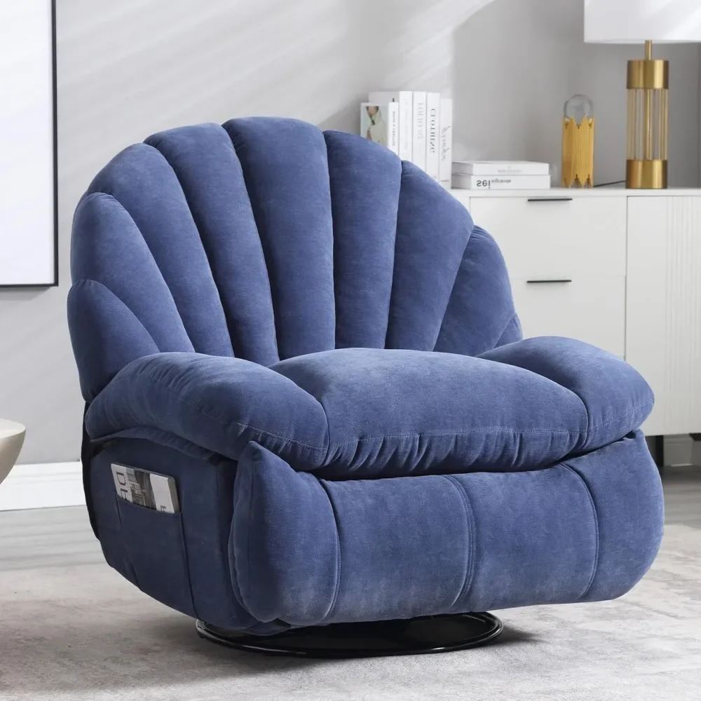 Recliner Chair, Comfortable Soft Fabric Shell Shape with Storage 360 Swivel Manual BiTall Single Reclining Sofa