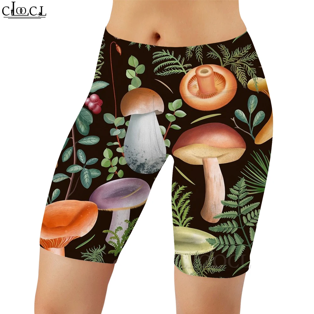 CLOOCL – Legging décontracté pour femmes, pantalon de sport à séchage rapide, avec motif champignon de dessin animé imprimé en 3D