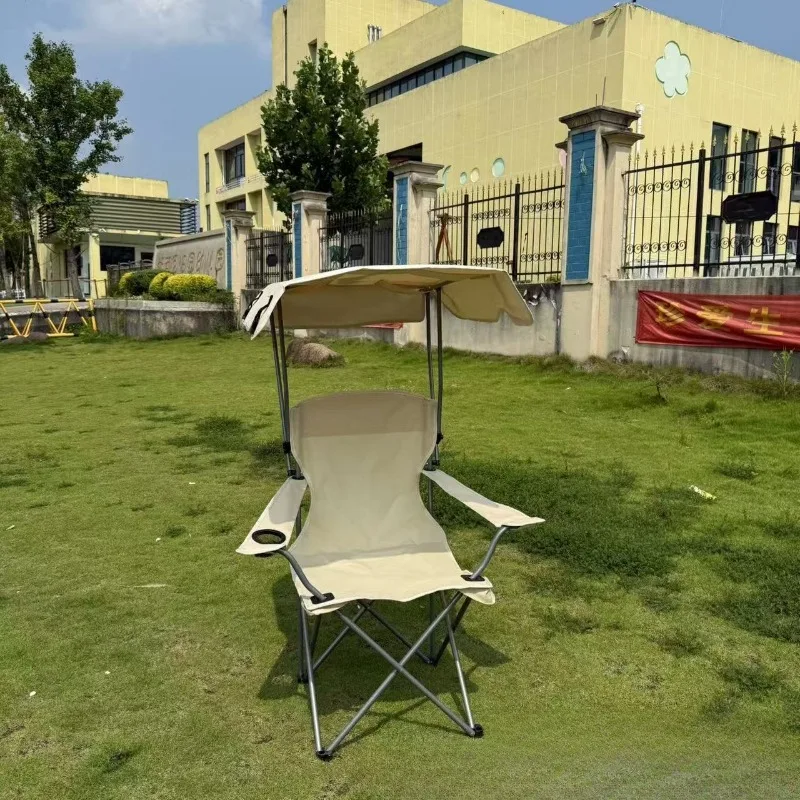 Portable Folding Chair with Awning Sun‑Protection Outdoor Chair for Fishing Beach Camping Lunch Break Art Students Travel Picnic