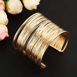 BLUELANS Fashion Women's Multilayer Metal Wires Strings Open Bangle Wide Cuff Bracelet hand chain ring bracelet бохо браслет