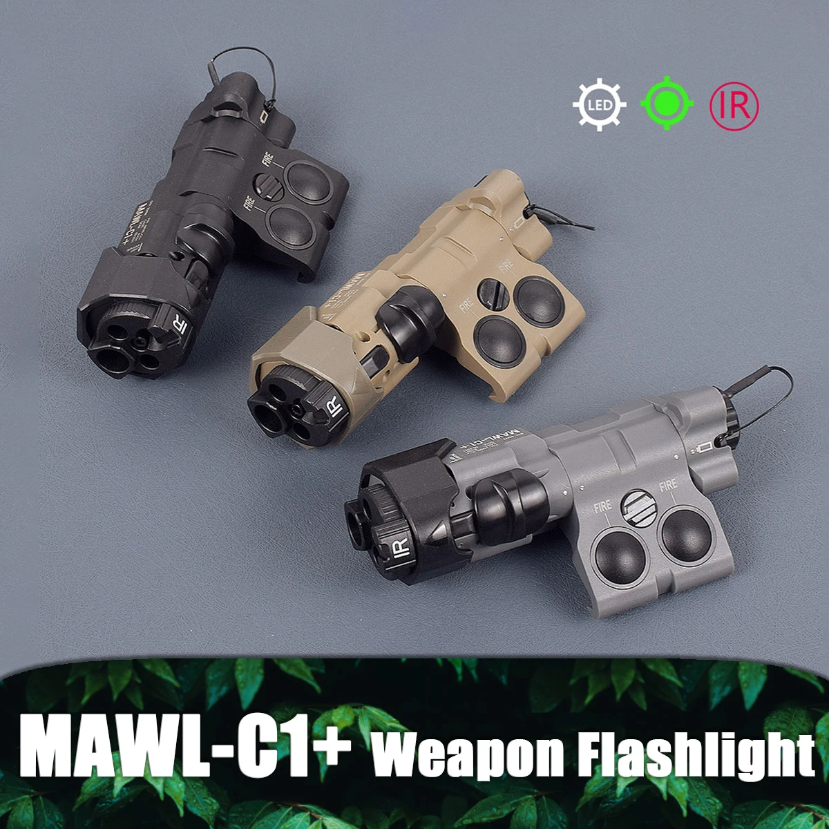 

Upgraded MAWL-C1 LED Flashlight Green IR Laser Sight Nylon Version For AR15 M4 Airsoft Rifle 1913 Aiming MAWL Weapon Gun Light