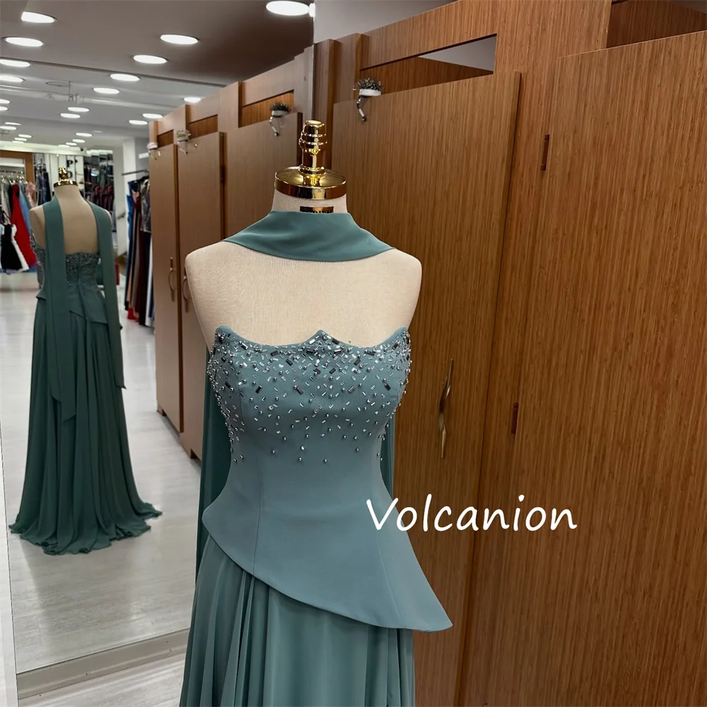 Personalizado de alta qualidade chiffon plissado lantejoulas a linha sem alças vestidos longos sob medida ocasião celebridade elegante pastrol