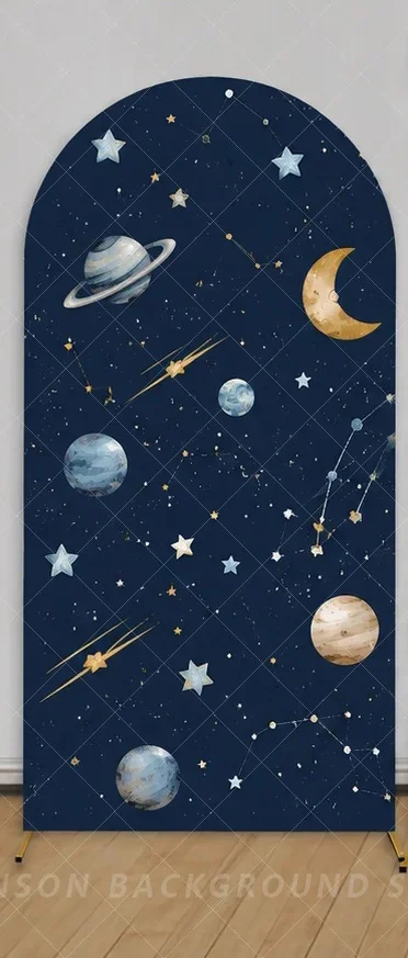 One Little Adventure Around The Sun Arch Cover Backdrop Space Astronaut First Birthday Planet Party background Decorations