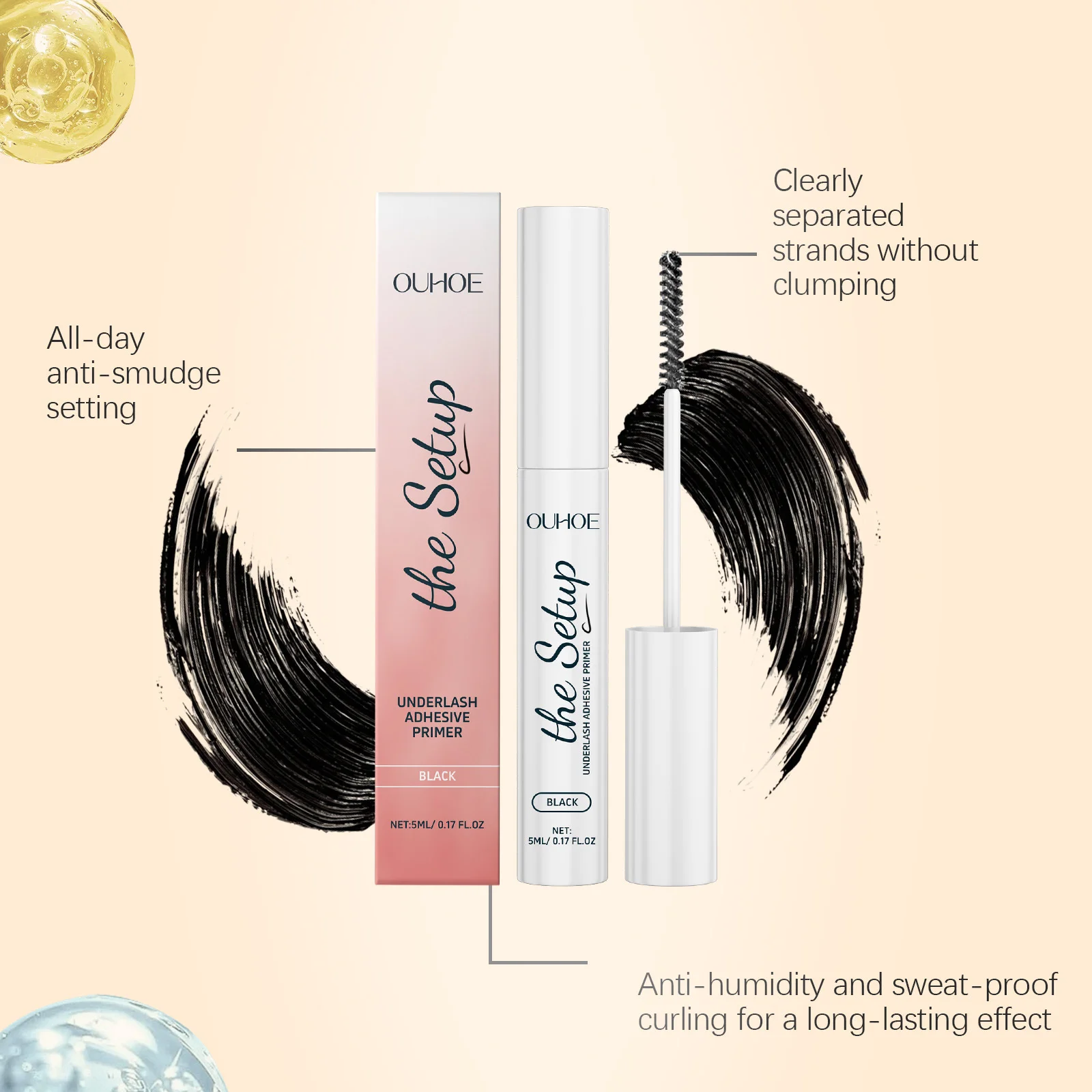 Rímel preto à prova d'água, volumizador, espessamento, alongamento, ondulação, extensão de cílios, longa duração, maquiagem cosmética para os olhos