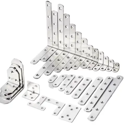 2/5/10 st förtjockad rostfri hörnkod träskiva skarvningslagerplatta kontakt L-formad 90 graders rätvinkelfäste 12 best sales träkoppling - №3