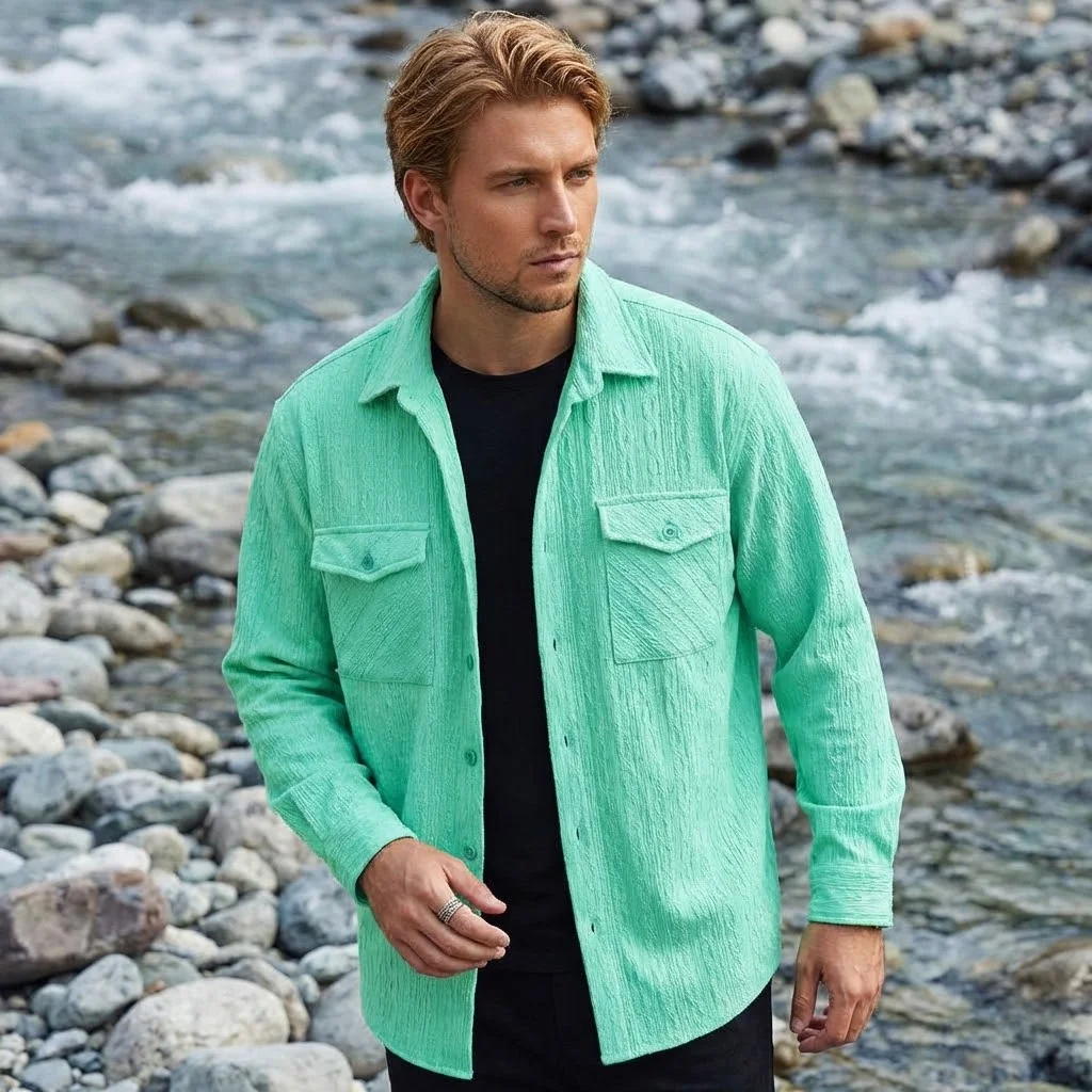 

Мужская рубашка на пуговицах, весенне-летний легкий кардиган, дышащая офисная одежда, повседневный стиль, верхняя одежда для улицы