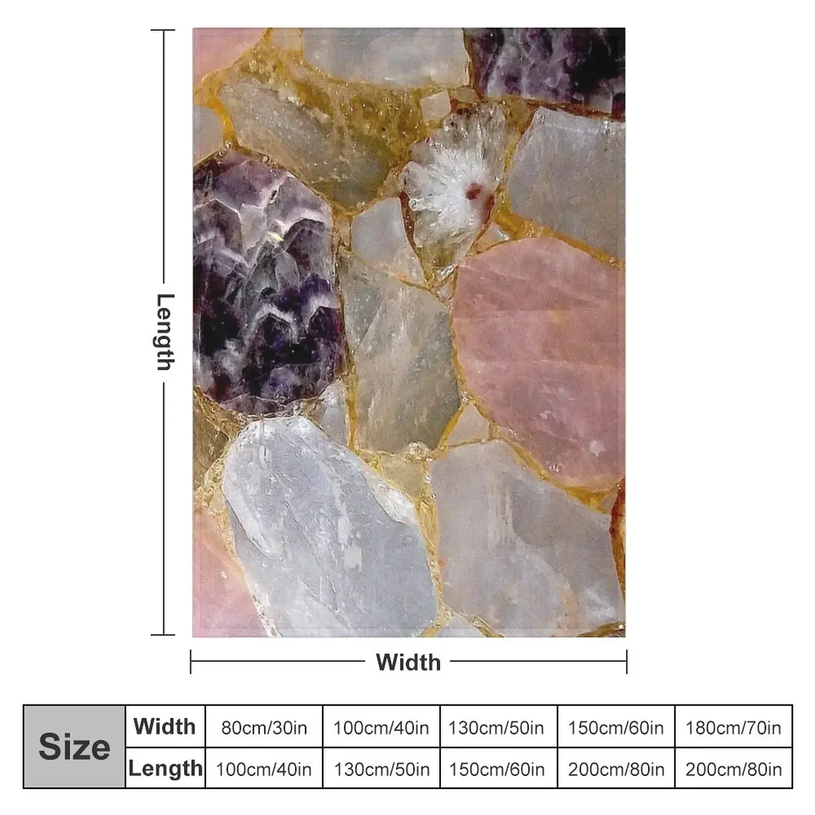 Rose Quartz, Amethyst, White Geode, Gemstone Throw Blanket Luxury St Bed linens Large Custom Cute Plaid Moving Blankets
