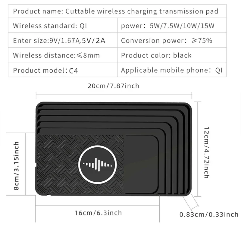Автомобильный коврик для беспроводной зарядки, Нескользящая силиконовая подставка типа C для iPhone 15 14 13 12 11 Samsung S24 Xiaomi, быстрая