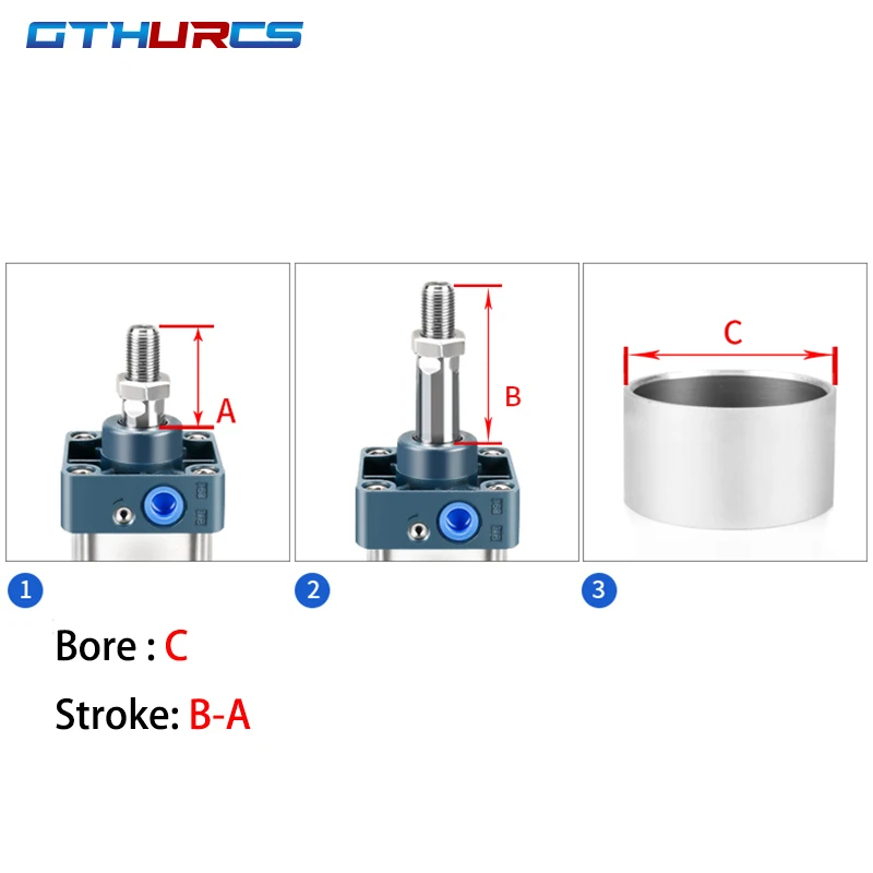 Cylindres pneumatiques 32 40 50 63mm, 25/75/100/125/150/175/200/250/300/500/