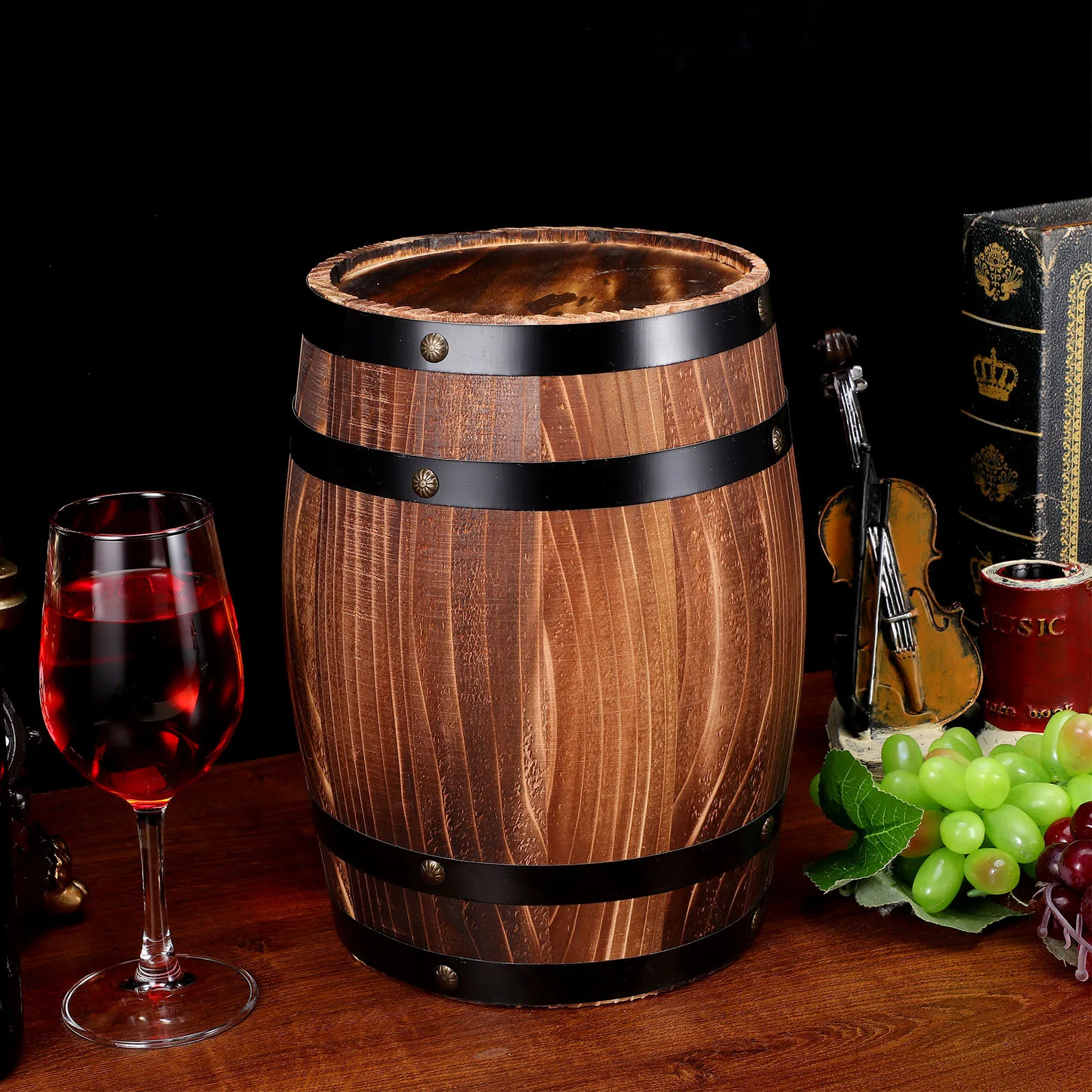 

Wood Wine Barrel Decor Handmade Sturdy Natural Whiskey Barrel Craft Photo Prop Bar Decor Decorative Barrels Aging Barrels