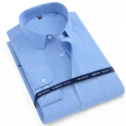 100% Pure Cotton Oxford Men Solid Color Shirt Long Sleeve Regular Fit Men Pocket Casual Shirt Leisure Autumn Male Blouse 7XL 8XL