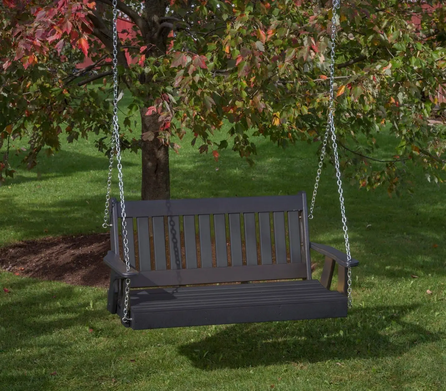 4Ft-Black-Poly Lumber Mission Porch Swing Heavy Duty Polytuf Hdpe - Made In Usa - Amish Crafted