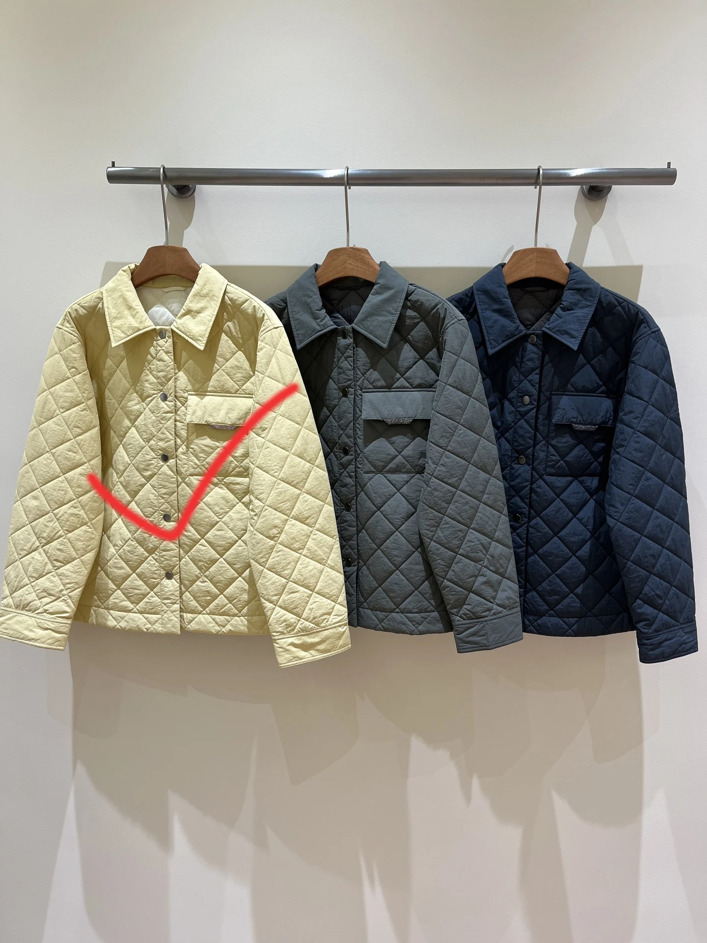 2026 Autumn/Winter New High-Quality Fashionable Casual Lapel Diamond Pattern Cotton Jacket for Women