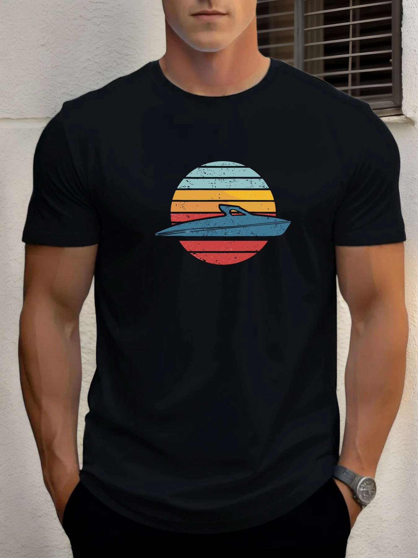 

T Shirt For Men's Speedboat 100% Cotton Graphic Print Summer Round Neck Tee Casual Breathable Streetstyle Daily Cool T Shirt