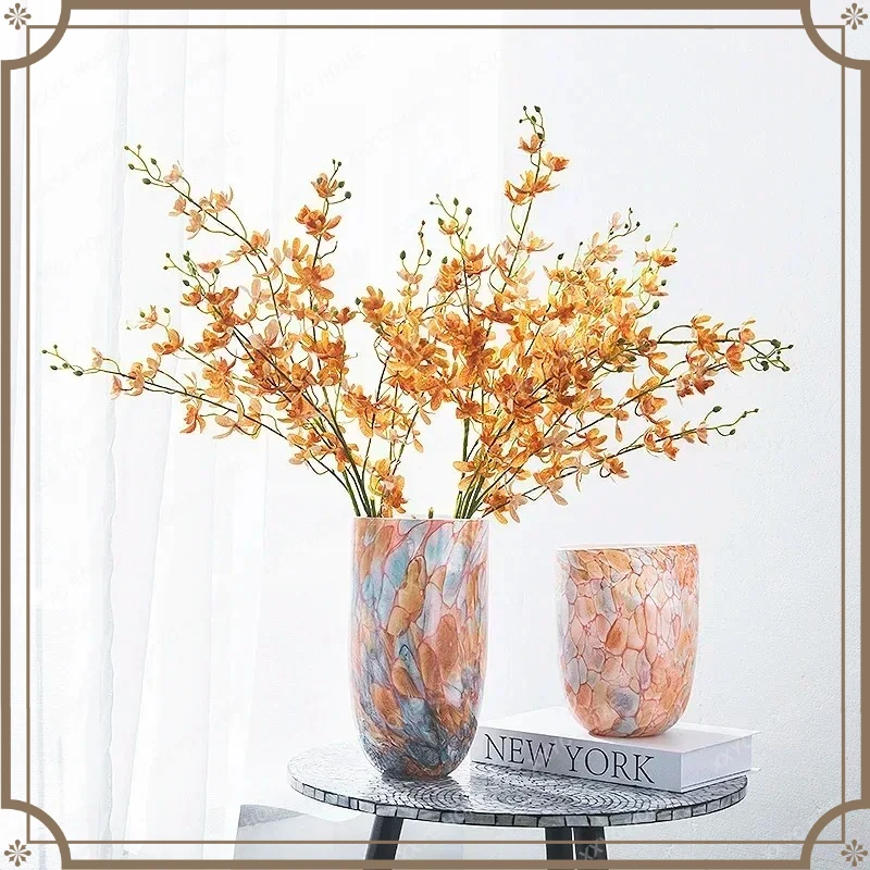 X-S Light luxury rain flower stone glazed glass vase decoration high sense creative flower ware coffee table medieval GH