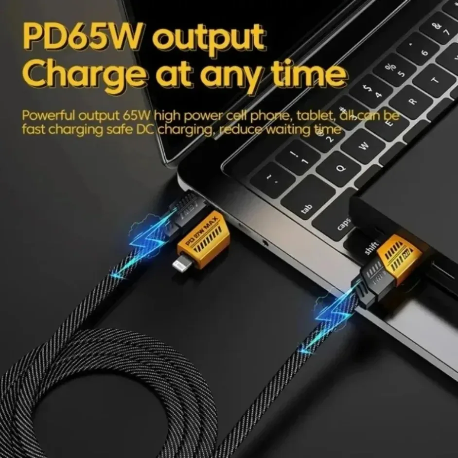4 في 1 65 واط USB نوع C متعدد المنافذ شحن سريع Mecha شحن سريع كابل بيانات الحبل PD آيفون 16 15 14 13 12 سامسونج شاومي