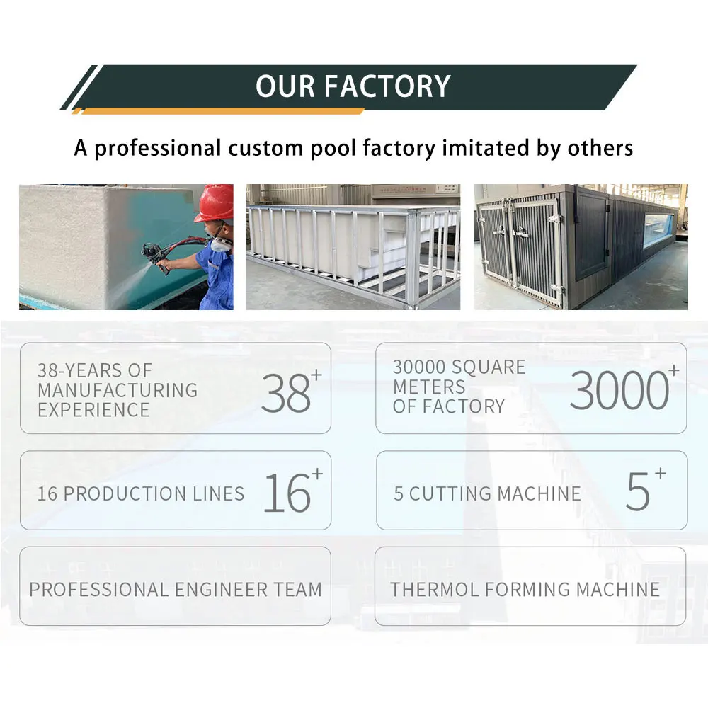 Контейнер для бассейна на заказ, 20 футов, семейный контейнер из стекловолокна для над землей, дизайн бассейна с платформой