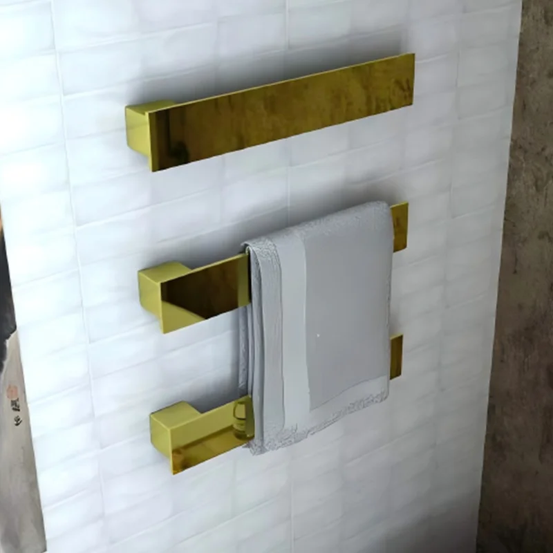 Concealed Bathroom Heated Towel Rail Brushed Brass PVD DIY Heated Rails IP44 Waterproof Wall Mounted Electric Towel Heated Rack