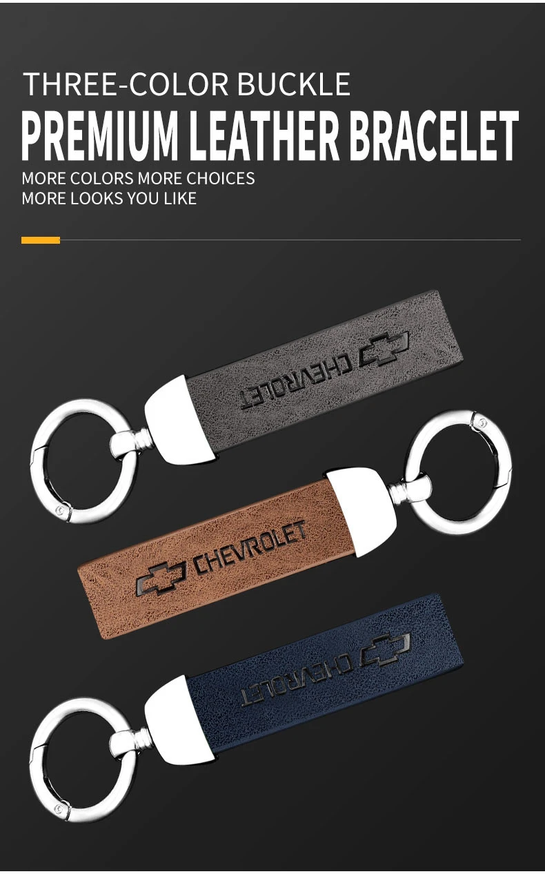 Leather Car Keyring Key Rings Lanyard Gifts Keys Chain Holder for Chevrolet Malibu Camaro Trax Blazer Tahoe Suburban Accessories