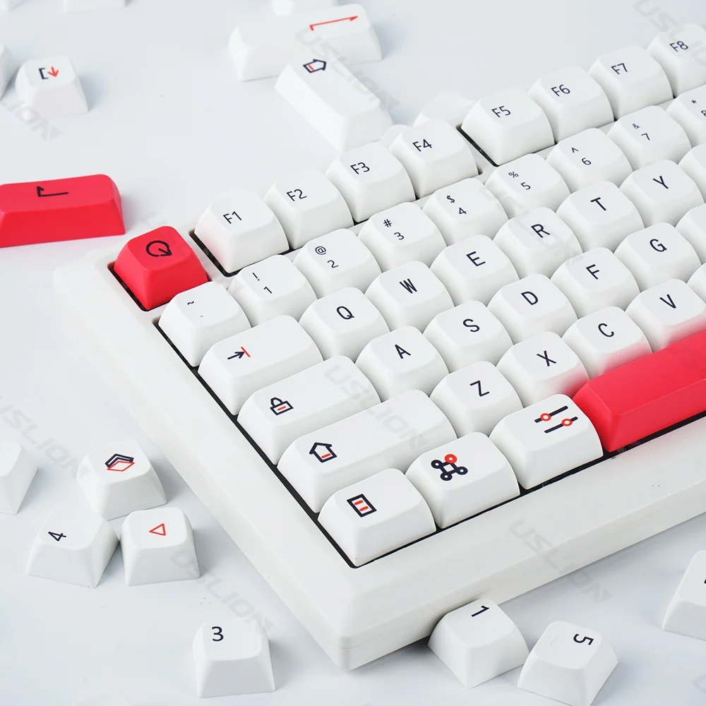 126 Keycaps XDA PBT Simple White Cartoon Keyboard Dye Sublimation for DIY Custom Mechanical Gaming Wear-Resistant Keycaps Kit