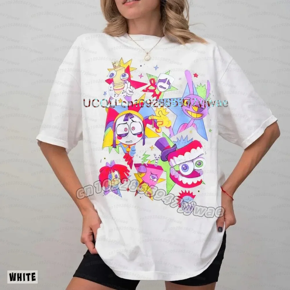 2026 Damen THE AMAZING DIGITAL CIRCUS Pomni Print Kurzarm Cartoon Plus Size Baumwolle Kinder Jungen Mädchen Eltern-Kind T-Shirt – Detail 4