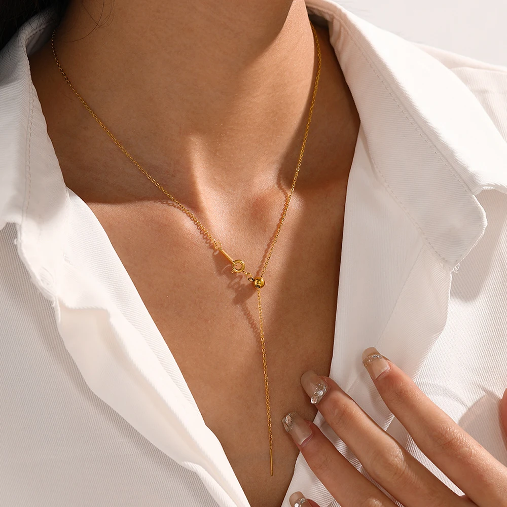 St-Delan 45/55CM Adjustable Length Pendant Necklace Stainless Steel Choker Necklace Women's Fashion DIY Jewelry Charm Decor