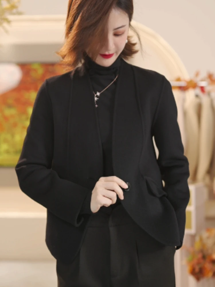 Ele V-Ne Long Sve سترة صوفية مكافحة الشيخوخة أوائل الخريف ملابس خارجية غير رسمية Faion المرأة قسط Quali #4