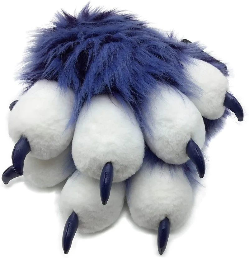 

Fursuit Paws Black Blue Furry Partial Cosplay Fluffy Claw Gloves Costume Lion Bear Props for Kids Adults Halloween Costumes