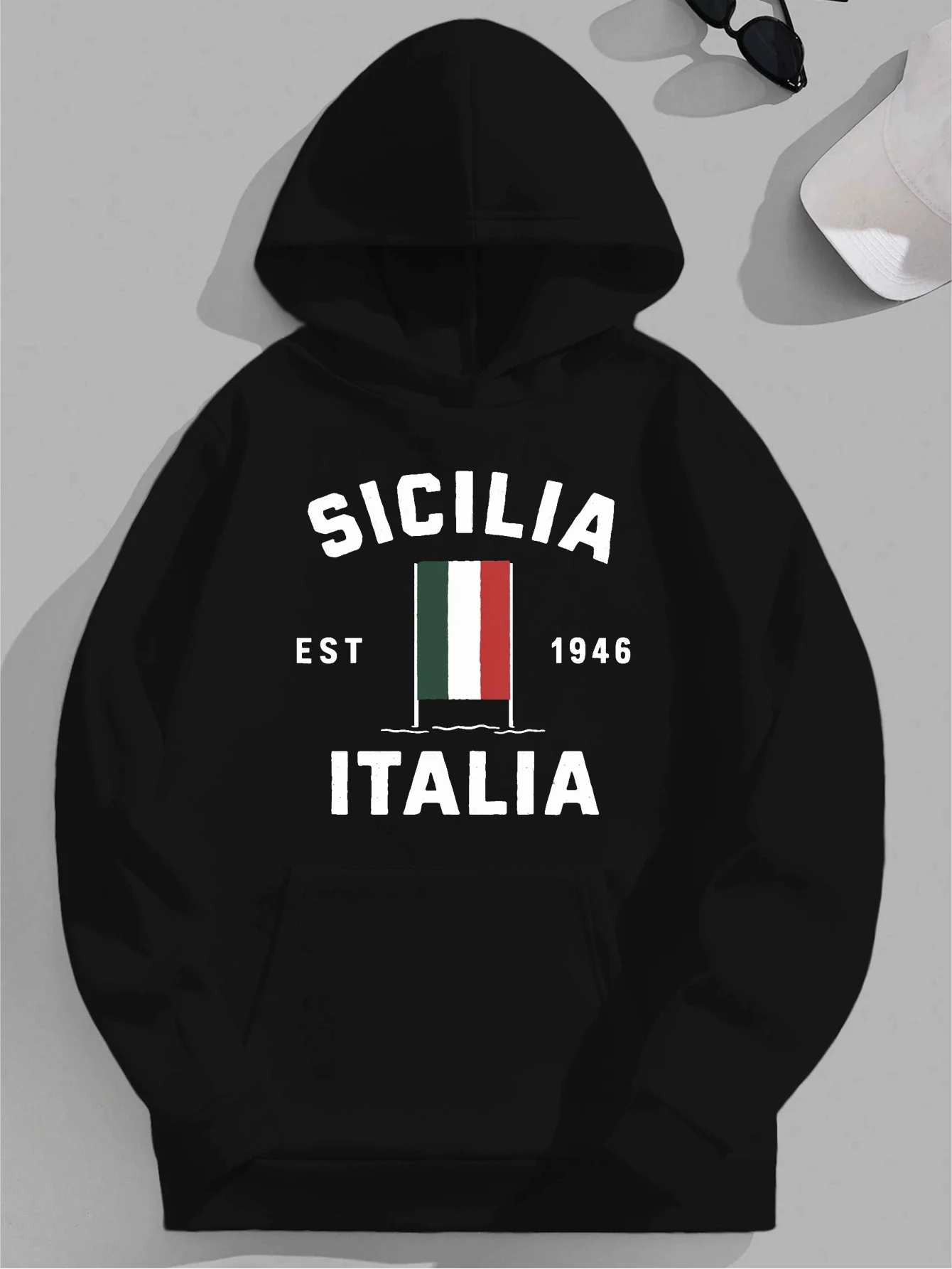

1946 Italy Graphic Printing Autumn and Winter Pure Cotton Hoodie for Men and Women Outdoor Street Sports Training Brand Trend