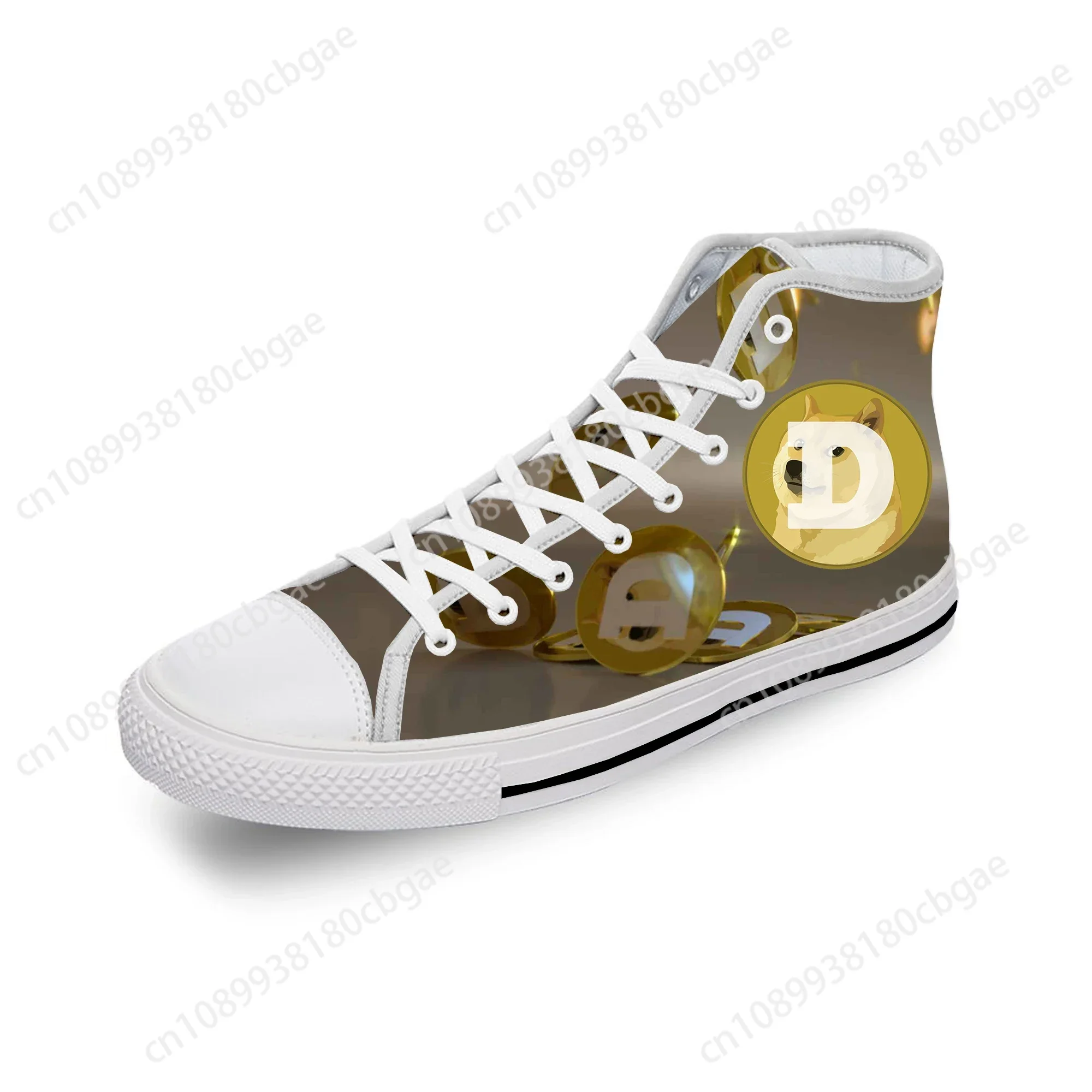 

Dogecoin Doge Coin Bitcoin Cryptocurrency Cartoon Casual Cloth Shoes High Top Breathable Lightweight 3D Print Men Women Sneakers