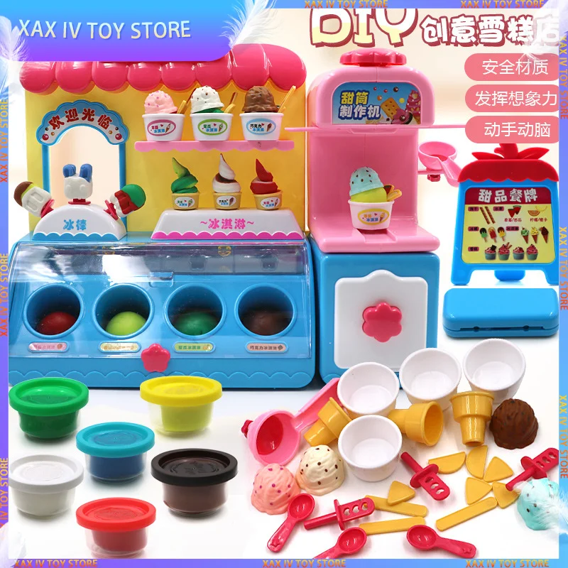 

New Ice Cream Machine Toy Diy Colored Clay Plasticine Children Noodle Machine Mold Tool Set Childrens Originality Birthday Gift