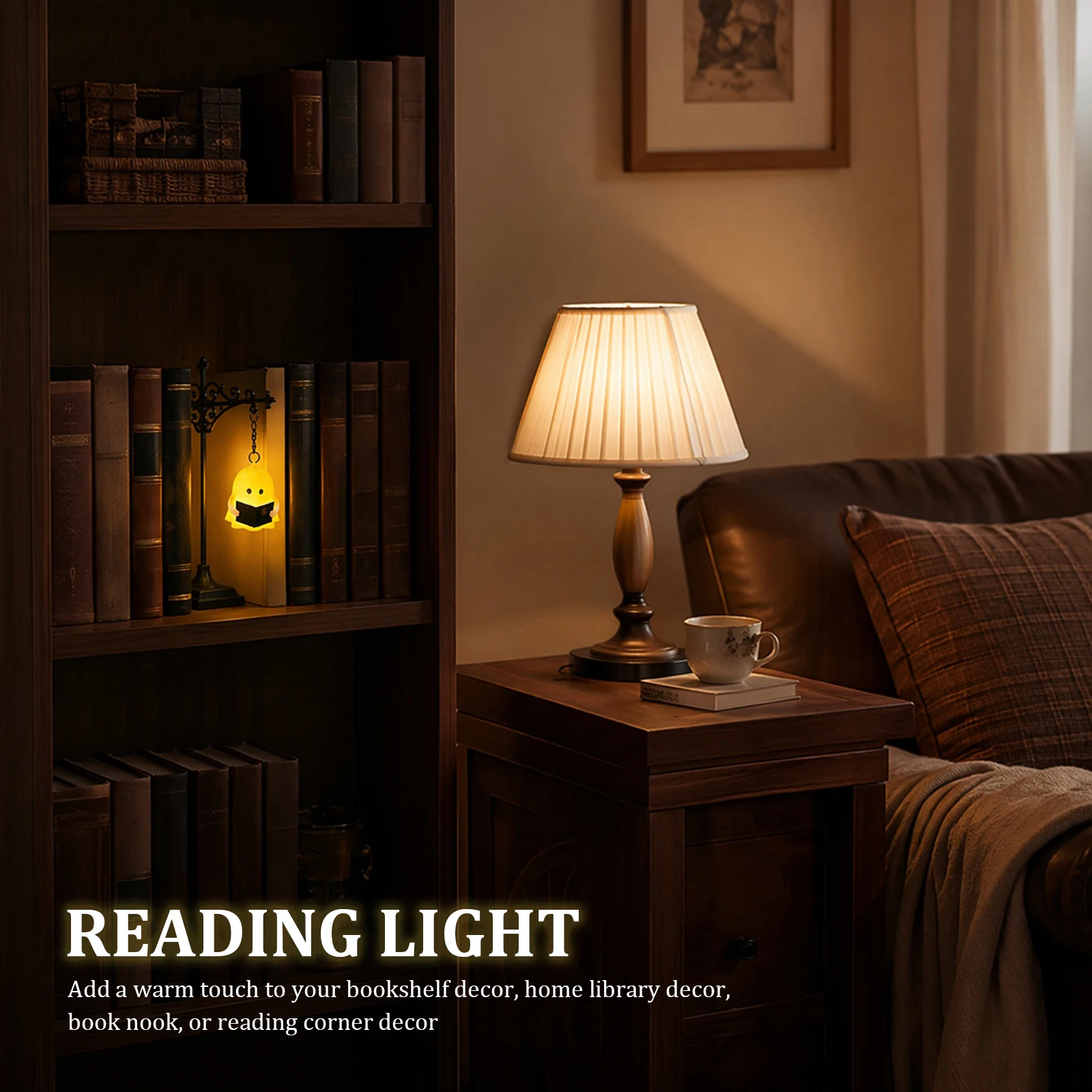 Library Lantern Mini Bookshelf LED Lamp Warm White Light Creative Book Nook Decor Mini Night Light Reading Lamp for Book
